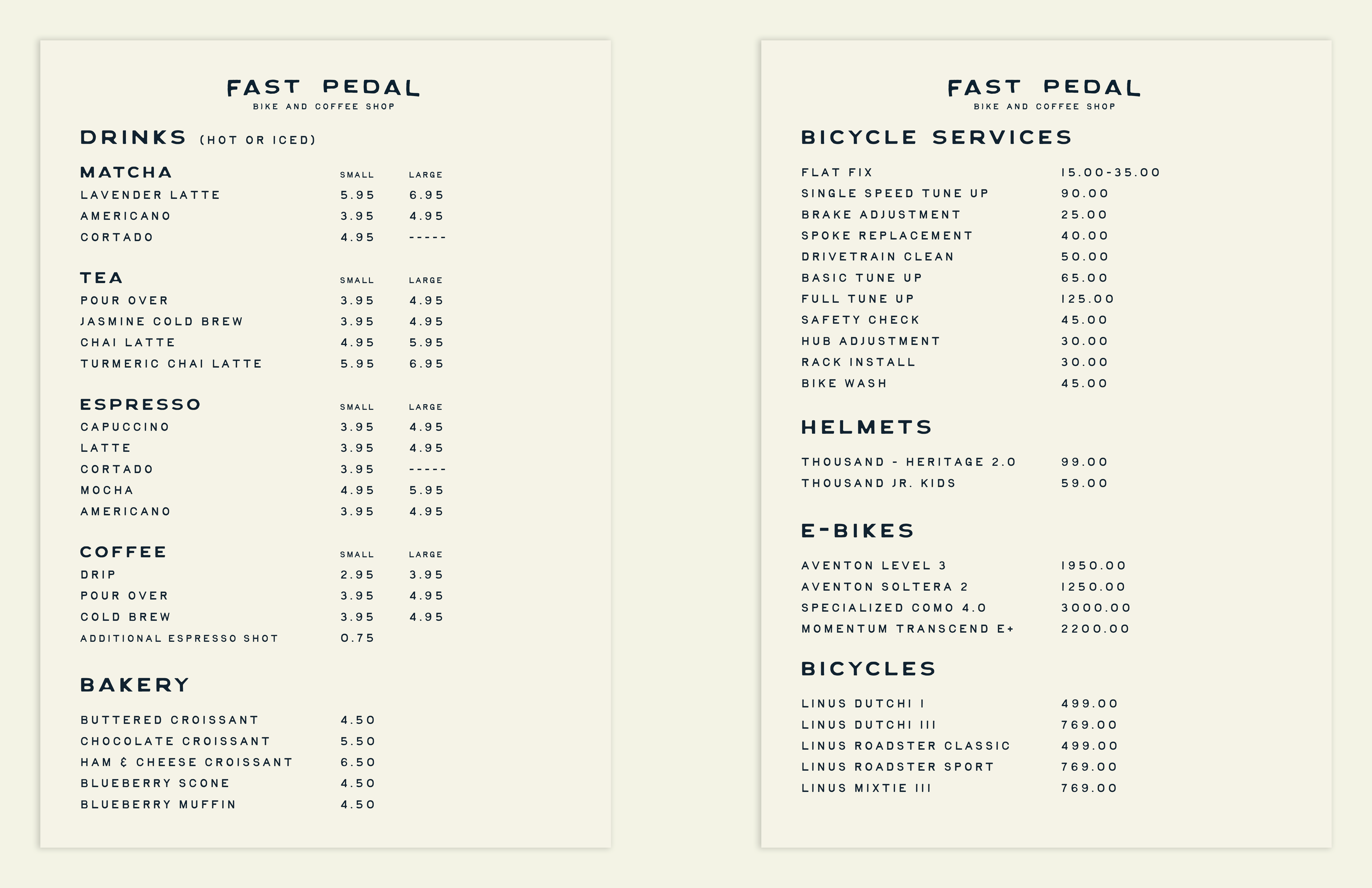 Fast Pedal Menu Mockups