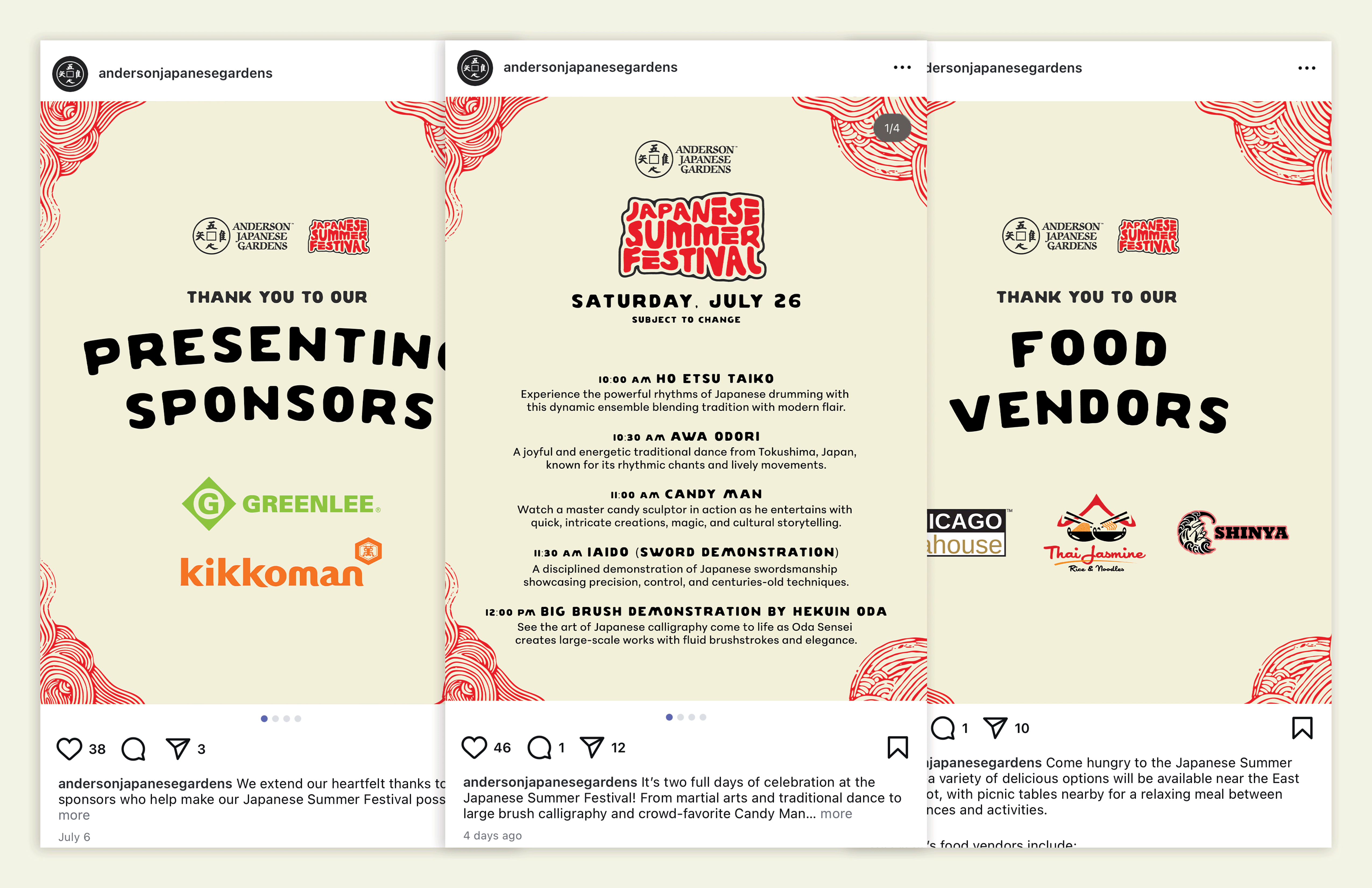 Japanese Summer Festival Social Media Posts