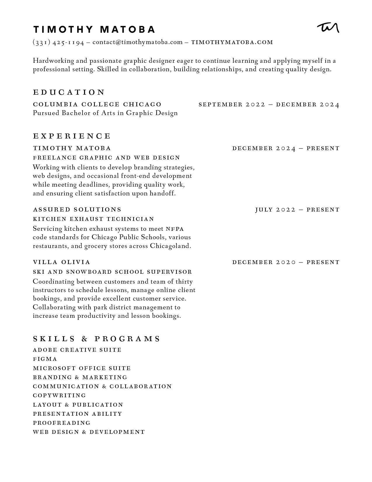 Timothy Matoba Resume