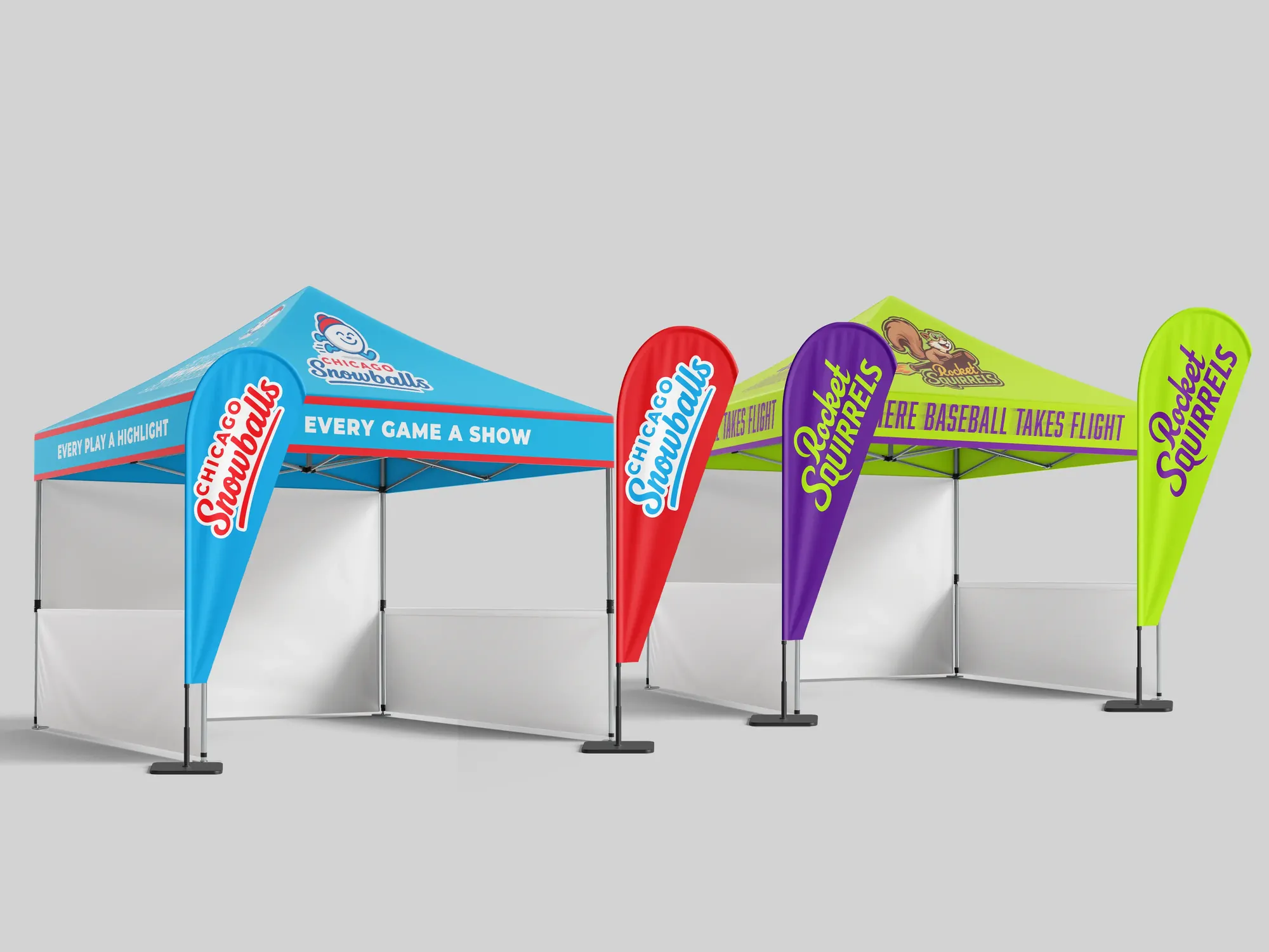 Chicago Snowballs Merchandise Tents and Stadium Flags