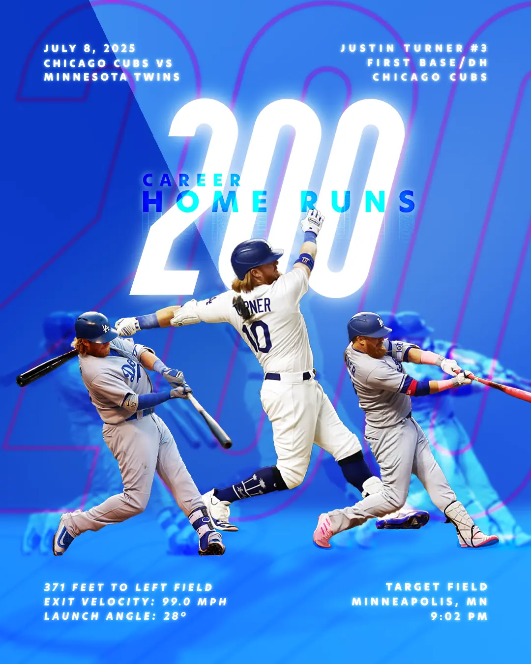 Justin Turner 200th Home Run Commemorative Social Media Post
